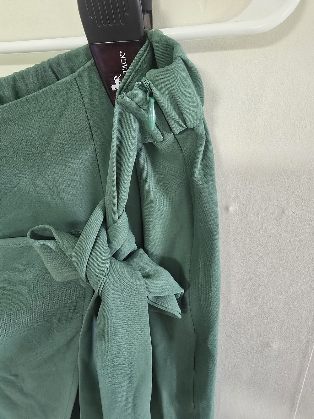 HALARA Sage Green Wrap-Front Wide Leg Pants with Side Tie - Picture 4 of 8